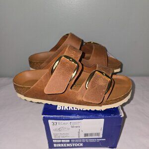 Birkenstock Arizona Big Buckle Cognac Oiled Leather, US W6/M4, New in Box